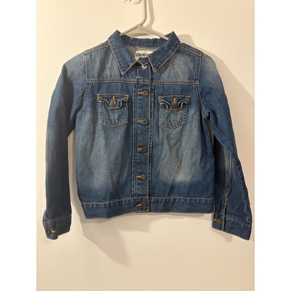 OshKosh Bgosh Kids Denim Jacket With Buttons, ‎ Pockets Girls Size 12 - Picture 1 of 9